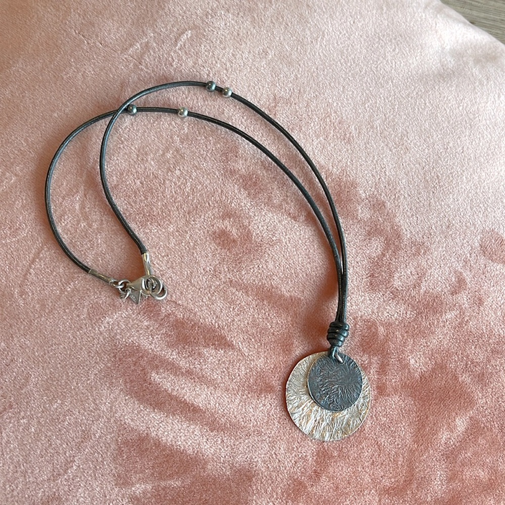 SILPADA Sterling 2 Disc Leather Necklace N1710